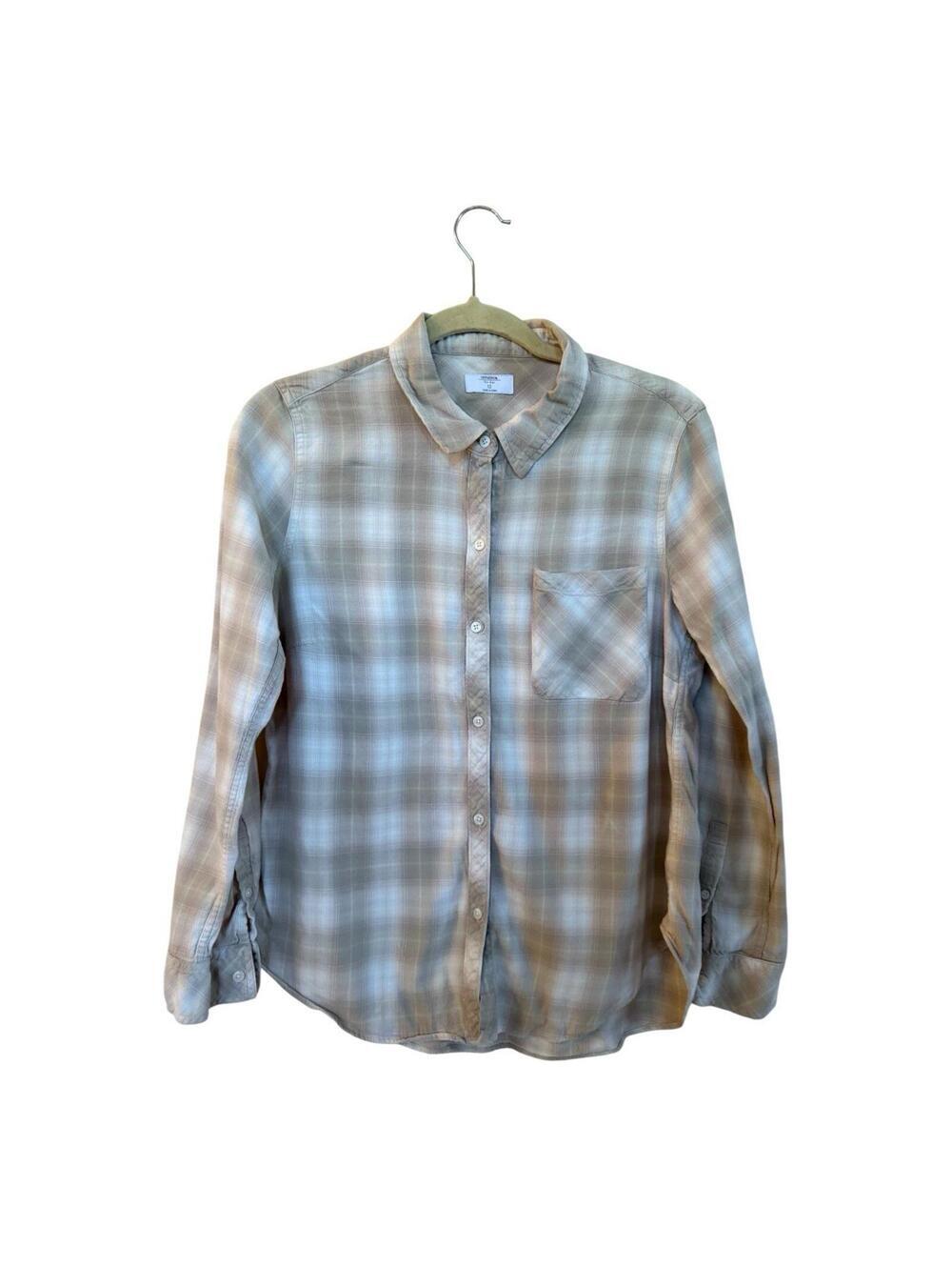 Untuckit For Her Brown Plaid Button Down Shirt Sz. 12 - Picture 2 of 6